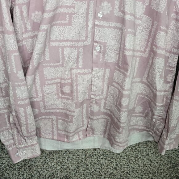 Scotch & Soda Top Womens XXL 2XL Pink Button Up Paisley Print Collared Casual - Picture 5 of 7
